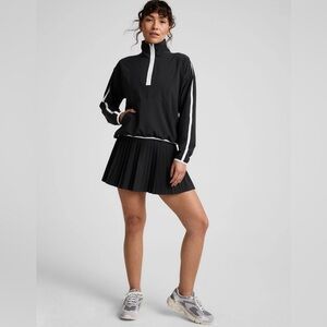 NWT Beyond Yoga Stretch Woven Course Contrast Half Zip Pullover size L black